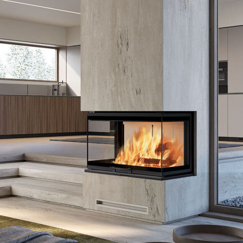 Geschlossene Feuerstelle / Holz - WINDO3 85 - EDILKAMIN - mit 3 Sichtseiten / Stahl / Glas