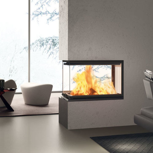 Geschlossene Feuerstelle / Holz - WINDO3 50 - EDILKAMIN - mit 3 Sichtseiten / Metall / Glas