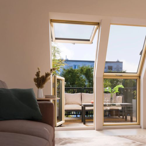 Aluminium-Dachbalkonfenster - FOP P50 APMX - FAKRO - Kiefer / Flügel / mit Dreifachverglasung
