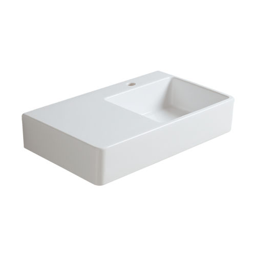 Wand-Waschbecken - QU 75D - SIMAS ACQUA SPACE - Keramik / Mischbatterie / rechteckig