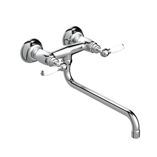 Wandmontierter Zweigriffmischer - 3243-300 - RUBINETTERIE STELLA - aus verchromtem Metall / für Küche / 2-Loch