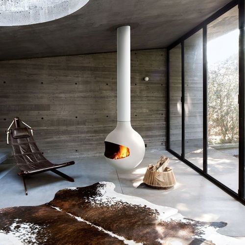Holz-Kaminofen - BATHYSCAFOCUS - Focus Creation - Multibrennstoff / hängend / Zentral