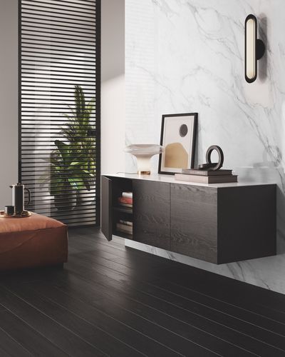 Verkleidungs-Dekorplatte - SMOOTH FULL-HEIGHT PANELLING IN BORGHINI GREY MARBLE GLASS - GAROFOLI - Möbel / wandmontiert / für Innenausbau