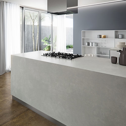 Feinsteinzeug-Arbeitsplatte - COVERLAM TOP CONCRETE - GRESPANIA CERAMICA - für Außenbereich / grau / Mattfinish