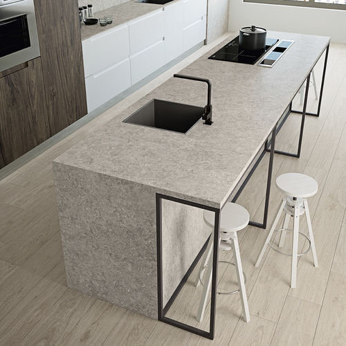 Feinsteinzeug-Arbeitsplatte - COVERLAM TOP BLUE STONE - GRESPANIA CERAMICA - grau / schwarz / Mattfinish