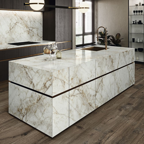 Feinsteinzeug-Arbeitsplatte - COVERLAM TOP CUARZO RENO - GRESPANIA CERAMICA - für Außenbereich / weiß / Hochglanz