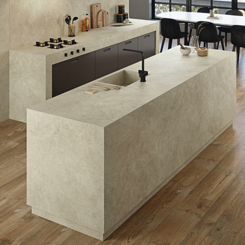 Kunststein-Arbeitsplatte - COVERLAM TOP CAMARGUE - GRESPANIA CERAMICA - für Gewerbegebrauch / für Küche / weiß