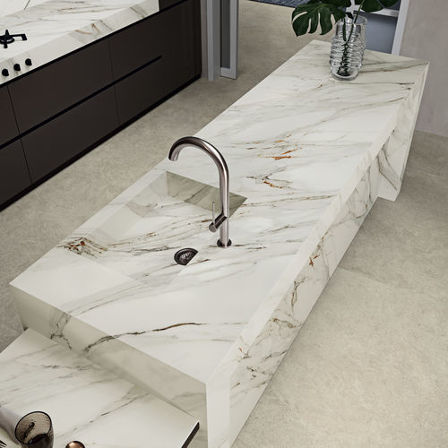Kunststein-Arbeitsplatte - COVERLAM TOP CORINTO - GRESPANIA CERAMICA - für Gewerbegebrauch / für Küche / weiß