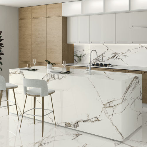 Feinsteinzeug-Arbeitsplatte - COVERLAM TOP ICEBERG - GRESPANIA CERAMICA - für Küche / weiß / Mattfinish