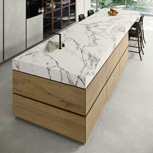 Feinsteinzeug-Arbeitsplatte - COVERLAM TOP CALACATA VAGLIE - GRESPANIA CERAMICA - für Gewerbegebrauch / für Außenbereich / weiß
