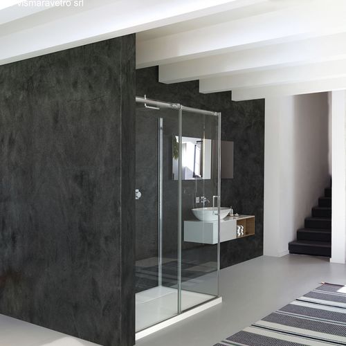 Glas-Duschkabine - GLISS : DQ+DF - VISMARAVETRO - mit Schiebetür / für Eckeinbau / Transparentglas