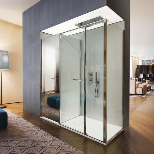 Glas-Duschkabine - TWIN : T24 - VISMARAVETRO - mit Pendeltür / für Eckeinbau / Transparentglas