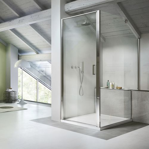 Glas-Duschkabine - LINEA : LA+LF - VISMARAVETRO - mit Pendeltür / für Eckeinbau / Transparentglas
