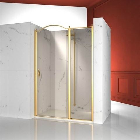 Schwenkbare Duschwand - GOLD : GLZ - VISMARAVETRO - Rundbogen / für Nischen / Hartglas
