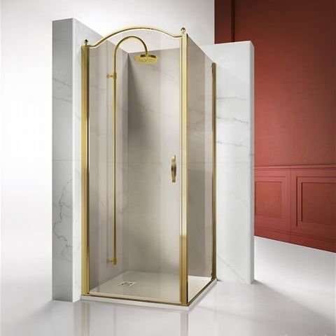 Hartglasduschkabine - GOLD : GLN+GLG - VISMARAVETRO - mit Pendeltür / für Eckeinbau / für Gewerbegebrauch