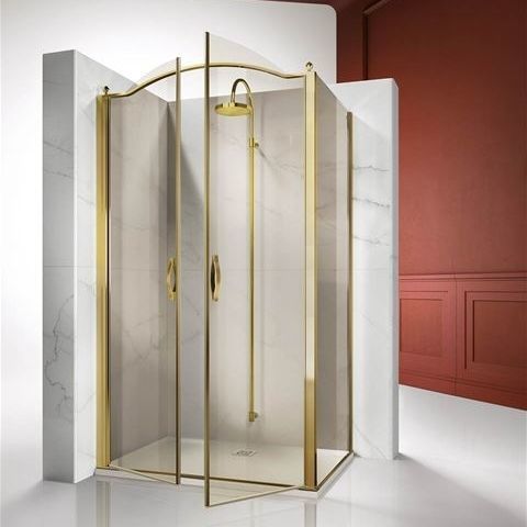 Hartglasduschkabine - GOLD : GLB+GLG - VISMARAVETRO - mit Pendeltür / für Eckeinbau / für Gewerbegebrauch