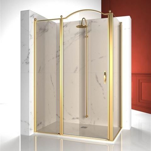 Hartglasduschkabine - GOLD : GLZ+GLG - VISMARAVETRO - mit Pendeltür / für Eckeinbau / für Gewerbegebrauch