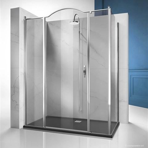 Hartglasduschkabine - GOLD : GLM+GLG - VISMARAVETRO - mit Pendeltür / für Eckeinbau / für Gewerbegebrauch