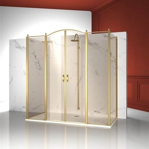 Hartglasduschkabine - GOLD : GLG+GL4+GLG - VISMARAVETRO - mit Pendeltür / rechteckig / für Gewerbegebrauch