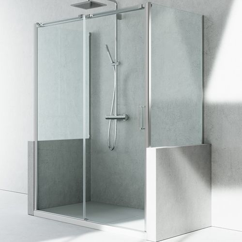 Glas-Duschkabine - GLISS : DP+DN+DP - VISMARAVETRO - Aluminiumguss / mit Schiebetür / rechteckig