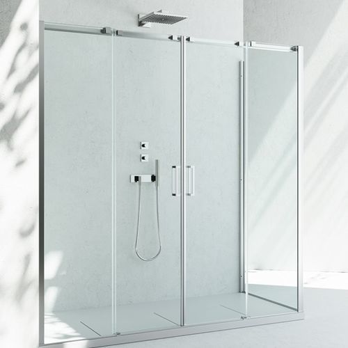 Glas-Duschkabine - GLISS : D4+DG - VISMARAVETRO - Aluminiumguss / mit Schiebetür / für Eckeinbau