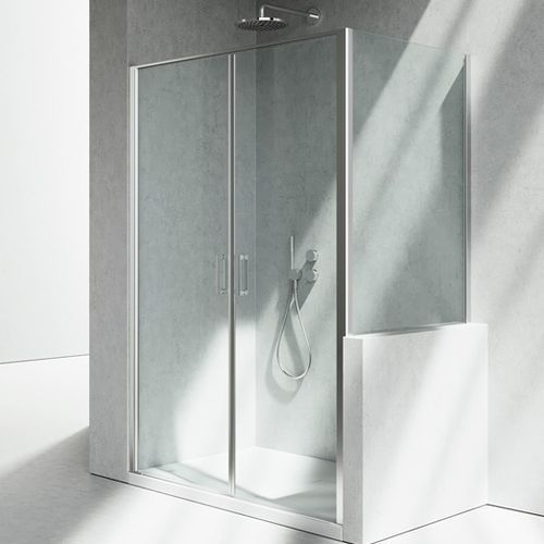 Glas-Duschkabine - LINEA : LB+LP - VISMARAVETRO - Aluminium / mit Pendeltür / für Eckeinbau