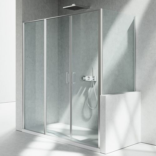 Glas-Duschkabine - LINEA : L3+LP - VISMARAVETRO - mit Pendeltür / für Eckeinbau / für Privatgebrauch