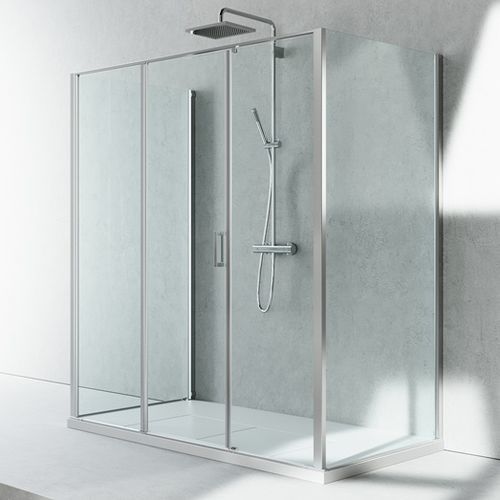 Glas-Duschkabine - LINEA : LG+LM+LG - VISMARAVETRO - mit Pendeltür / rechteckig / für Privatgebrauch