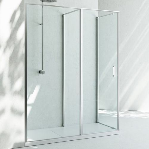 Glas-Duschkabine - LINEA : IN 2  - VISMARAVETRO - mit Pendeltür / für Eckeinbau / Transparentglas