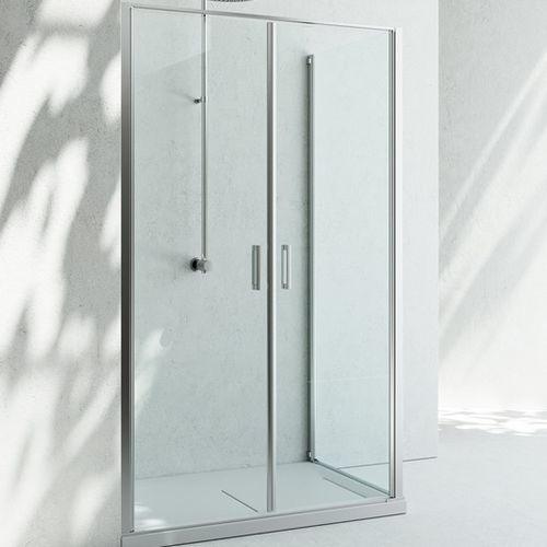 Glas-Duschkabine - LINEA : LB+LG - VISMARAVETRO - mit Pendeltür / für Eckeinbau / Transparentglas
