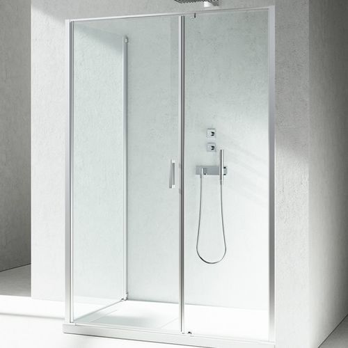 Glas-Duschkabine - LINEA : L2+LG  - VISMARAVETRO - mit Pendeltür / für Eckeinbau / Transparentglas