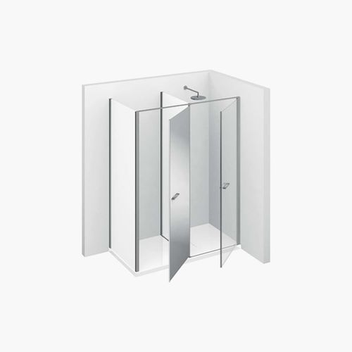 Glas-Duschkabine - TWIN : T12 - VISMARAVETRO - mit Pendeltür / für Eckeinbau / Transparentglas