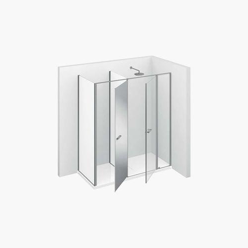 Glas-Duschkabine - TWIN : T22  - VISMARAVETRO - mit Pendeltür / für Eckeinbau / Transparentglas