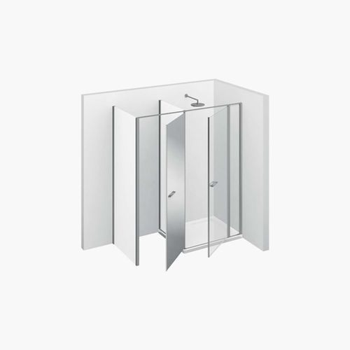 Glas-Duschkabine - TWIN : T42  - VISMARAVETRO - mit Pendeltür / für Eckeinbau / Transparentglas