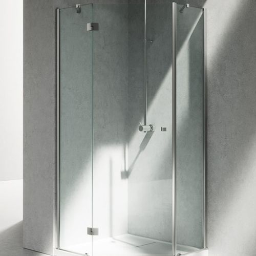 Glas-Duschkabine - SINTESI : TRS  - VISMARAVETRO - mit Flügeltür / fünfeckig / Transparentglas