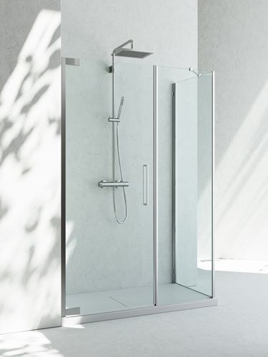 Glas-Duschkabine - FLARE 2.0 : F2+FG - VISMARAVETRO - mit Flügeltür / für Eckeinbau / Transparentglas