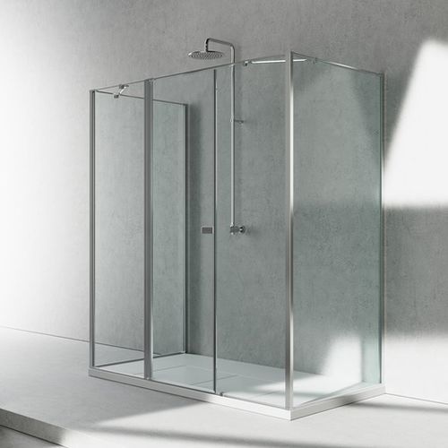 Glas-Duschkabine - KG+KM+KG - VISMARAVETRO - Aluminium / mit Pendeltür / stationär