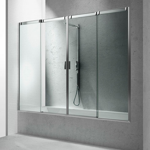 Badewannen-Duschwand / Schiebe - B4  - VISMARAVETRO - Hartglas / 4 Paneele / Transparentglas
