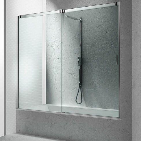Badewannen-Duschwand / Schiebe - BN  - VISMARAVETRO - links / Hartglas / 2 Paneele