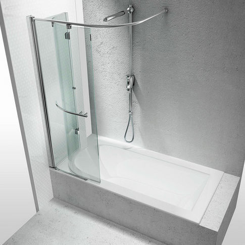 Faltbarer Badewannen-Duschwand - SR  - VISMARAVETRO - links / Hartglas / 2 Paneele
