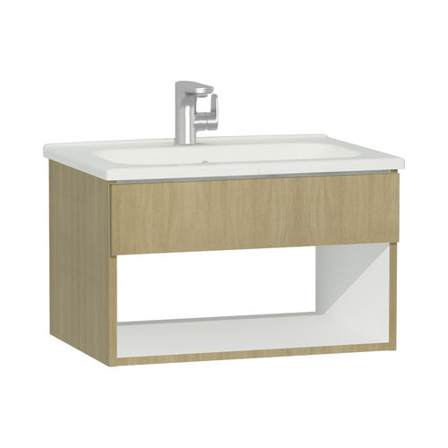 Wandhängender Waschtisch-Unterschrank - 58143 - VitrA - Eiche / modern / mit Ablage