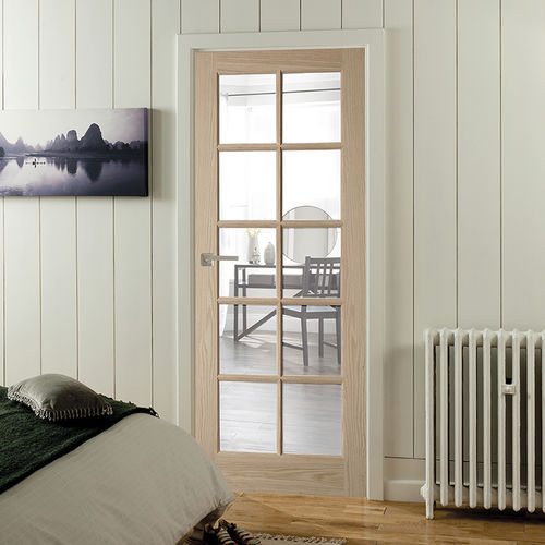 Tür für Innenbereich - OREGON : LIGHT CLEAR  - JELD-WEN - Weißeiche / einflügelig / halbverglast