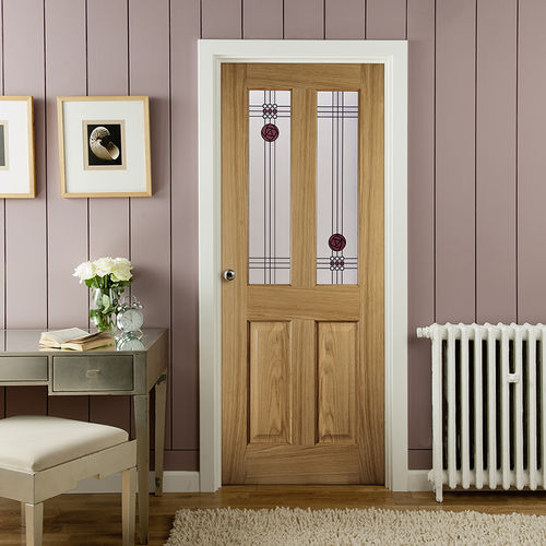 Tür für Innenbereich - OREGON : MACKINTOSH 2 LIGHT - JELD-WEN - Weißeiche / einflügelig / halbverglast