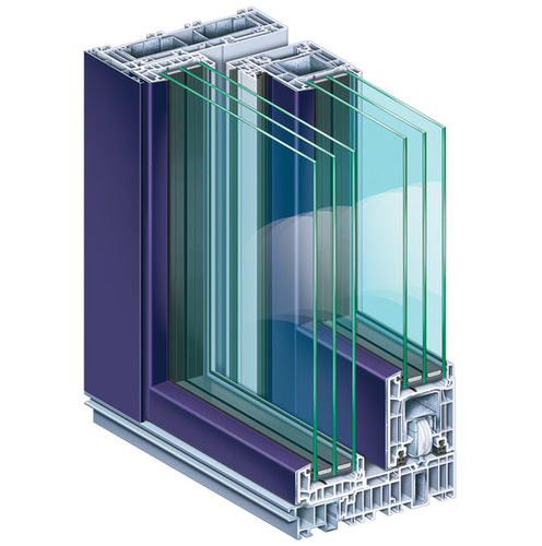 Tür zur Außenaufstellung - PREMIDOOR 76 LUX ALUCLIP - KÖMMERLING - Aluminium / PVC / Schiebe