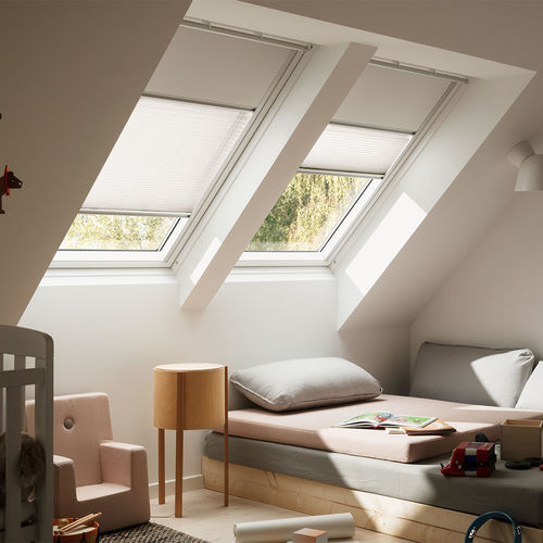 Faltjalousie - ROOM DARKENING - VELUX - für Dachfenster / Stoff / motorisiert