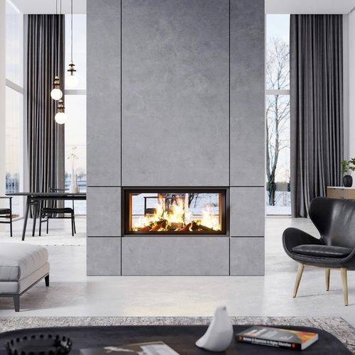 Geschlossene Feuerstelle / Holz - RECTO-VERSO 1000 TECHNIKA - TOTEM fire - doppelseitig / Zentral / Metall
