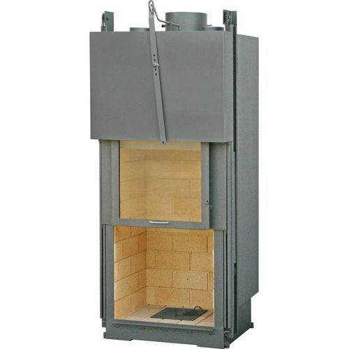 Geschlossene Feuerstelle / Holz - CLASSIC: VERTIVISION  - TOTEM fire - mit 1 Sichtseite / Metall / mit Schiebetür