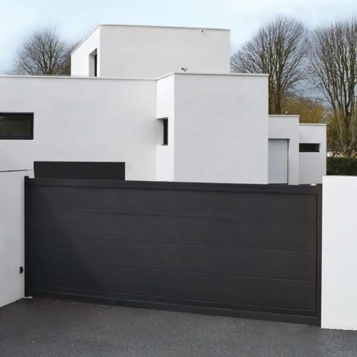 Schiebetor - CONTEMPORAIN - TRYBA - Aluminium / Platten / für Gewerbegebrauch