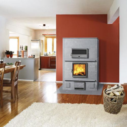 Holz-Kaminofen - TLU2450/92 - TULIKIVI - modern / Speckstein / Backöfen