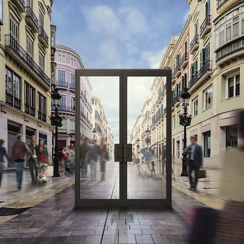 Eingangstür - TITANE 65 - TECHNAL - Glas / Aluminium / drehend